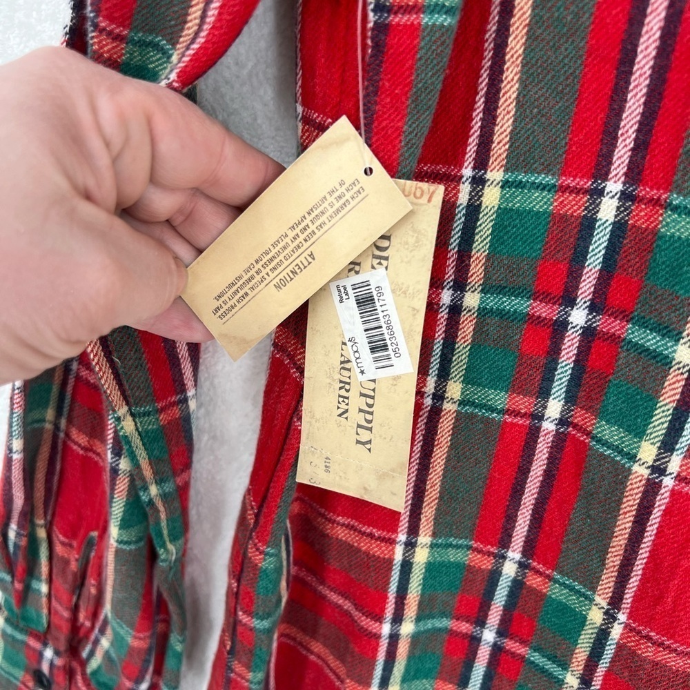 NWT Denim & Supply Ralph Lauren button up shirt Men US M red green plaid flannel - Picture 5 of 11